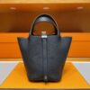 H Factory Bags Picotin Togo Leather CK89 Black Silver Hardware 18cm Full Handmade