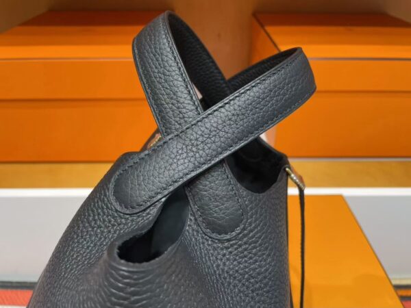 H Factory Bags Picotin Togo Leather CK89 Black Silver Hardware 18cm Full Handmade