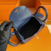 H Factory Bags Mini Lindy Togo Leather Gem Blue Silver Hardware 19cm Full Handmade