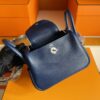H Factory Bags Mini Lindy Togo Leather Gem Blue Silver Hardware 19cm Full Handmade