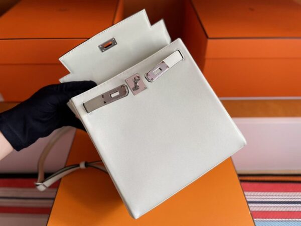 H Factory Bags Kelly Ado Togo Leather Cream White Silver Hardware 22cm Full Handmade