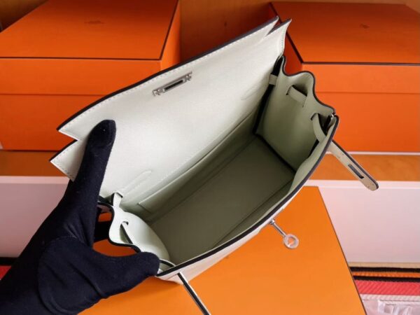 H Factory Bags Kelly Ado Togo Leather Cream White Silver Hardware 22cm Full Handmade