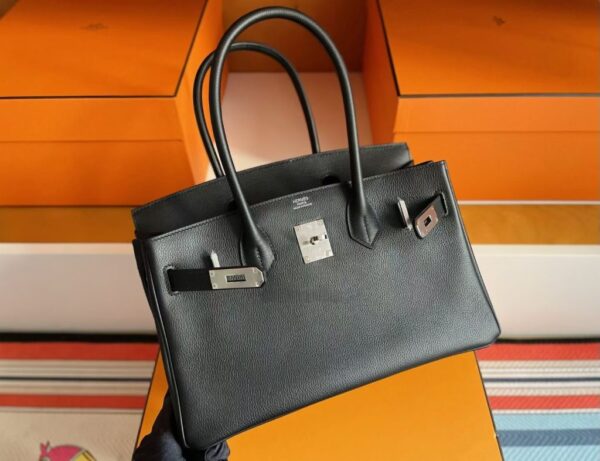 mmexport1761358341410-1024x786-1 H Factory Bags Birkin Shoulder Evercolor Leather CK89 Black Silver Hardware 29cm Full Handmade