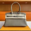 H Factory Bags Birkin Shoulder Evercolor Leather CK18 Etoupe Grey Silver Hardware 29cm Full Handmade