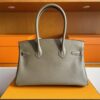 H Factory Bags Birkin Shoulder Evercolor Leather CK18 Etoupe Grey Silver Hardware 29cm Full Handmade
