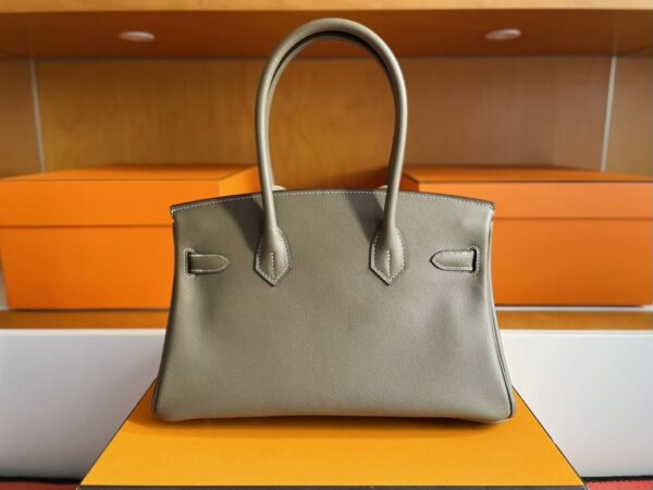 H Factory Bags Birkin Shoulder Evercolor Leather CK18 Etoupe Grey Silver Hardware 29cm Full Handmade