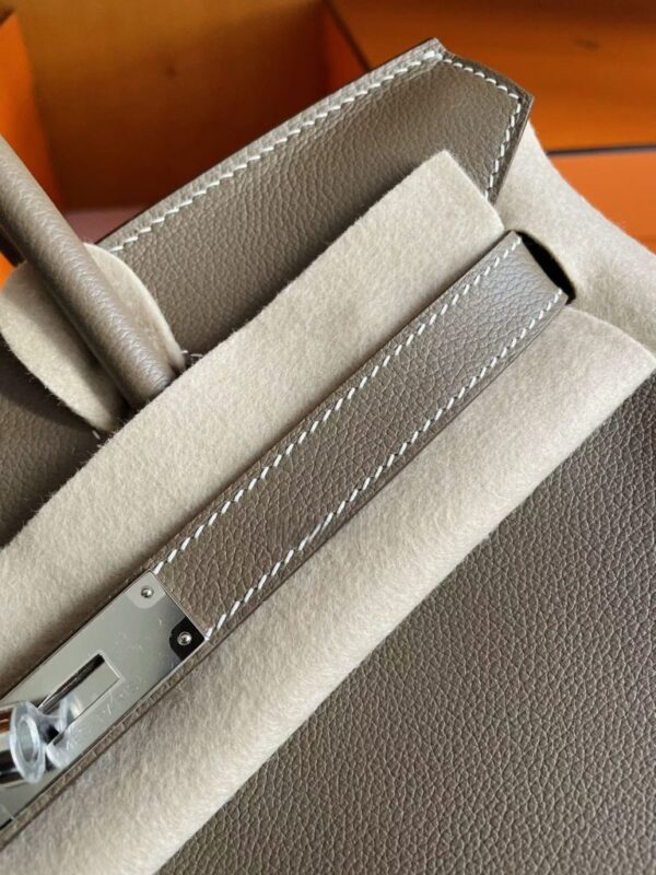 H Factory Bags Birkin Shoulder Evercolor Leather CK18 Etoupe Grey Silver Hardware 29cm Full Handmade