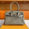 H Factory Bags Birkin Shoulder Evercolor Leather CK18 Etoupe Grey Silver Hardware 29cm Full Handmade