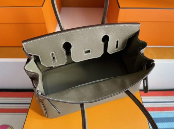 H Factory Bags Birkin Shoulder Evercolor Leather CK18 Etoupe Grey Silver Hardware 29cm Full Handmade