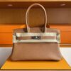 H Factory Bags Birkin Shoulder Evercolor Leather CK37 Golden Brown Silver Hardware 29cm Full Handmade