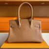 H Factory Bags Birkin Shoulder Evercolor Leather CK37 Golden Brown Silver Hardware 29cm Full Handmade