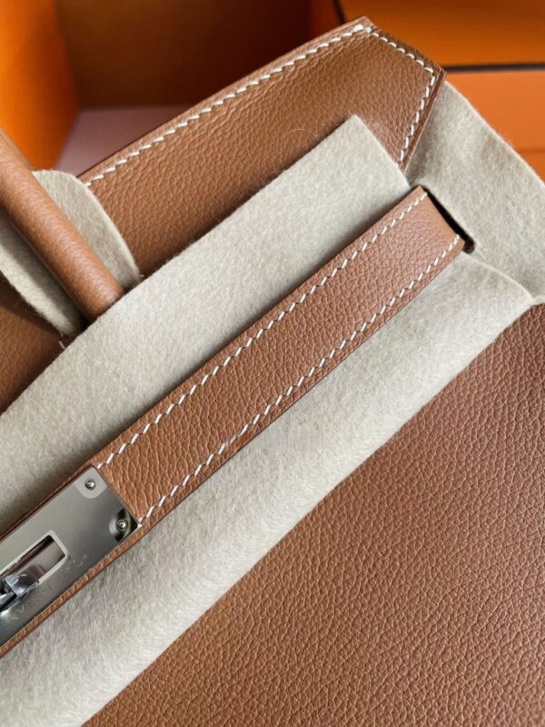 H Factory Bags Birkin Shoulder Evercolor Leather CK37 Golden Brown Silver Hardware 29cm Full Handmade